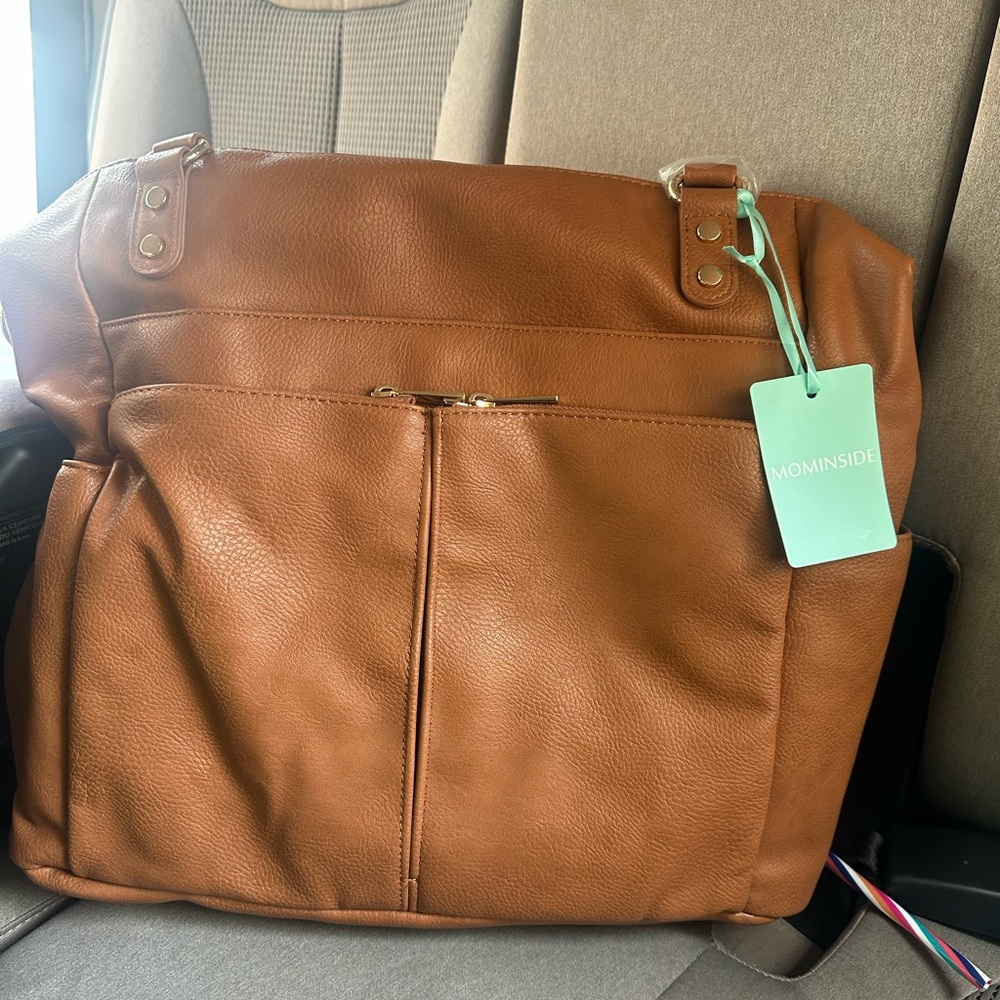 NWT leather diaper bag